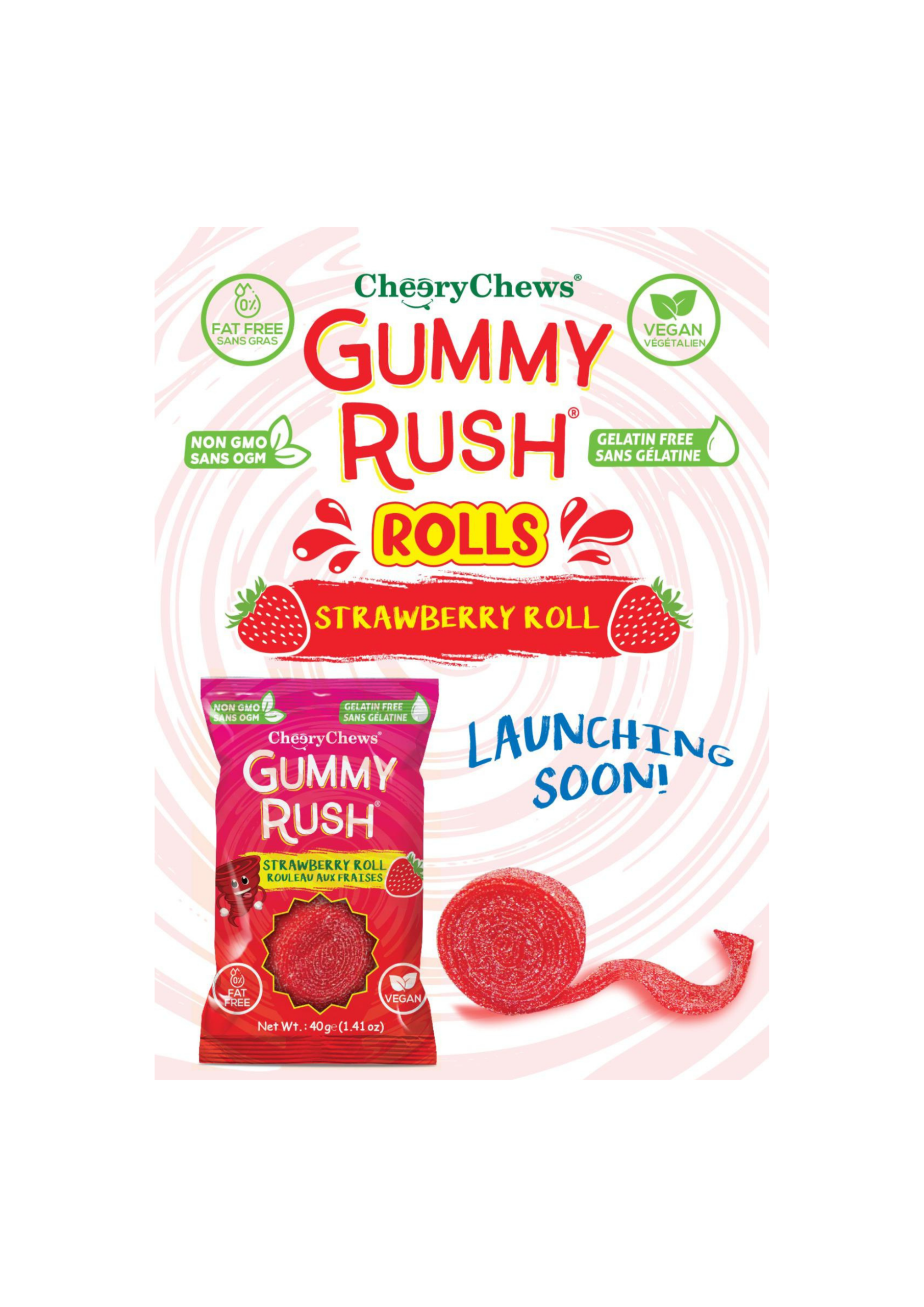 Gummy Rush 40gm Strawberry Roll GR-0031