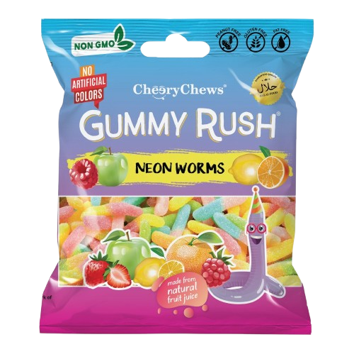 Gummy Rush 90gm Neon Worms GR-0010